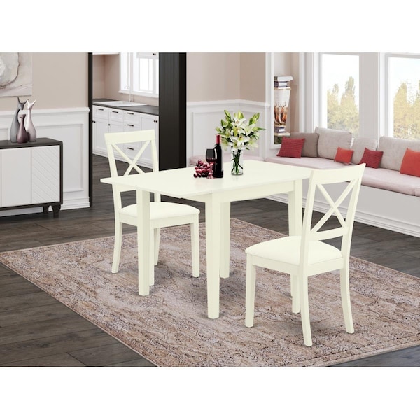 East West Furniture 3 Piece Norden Dining Set - Linen White NDBO3-LWH-LC - main